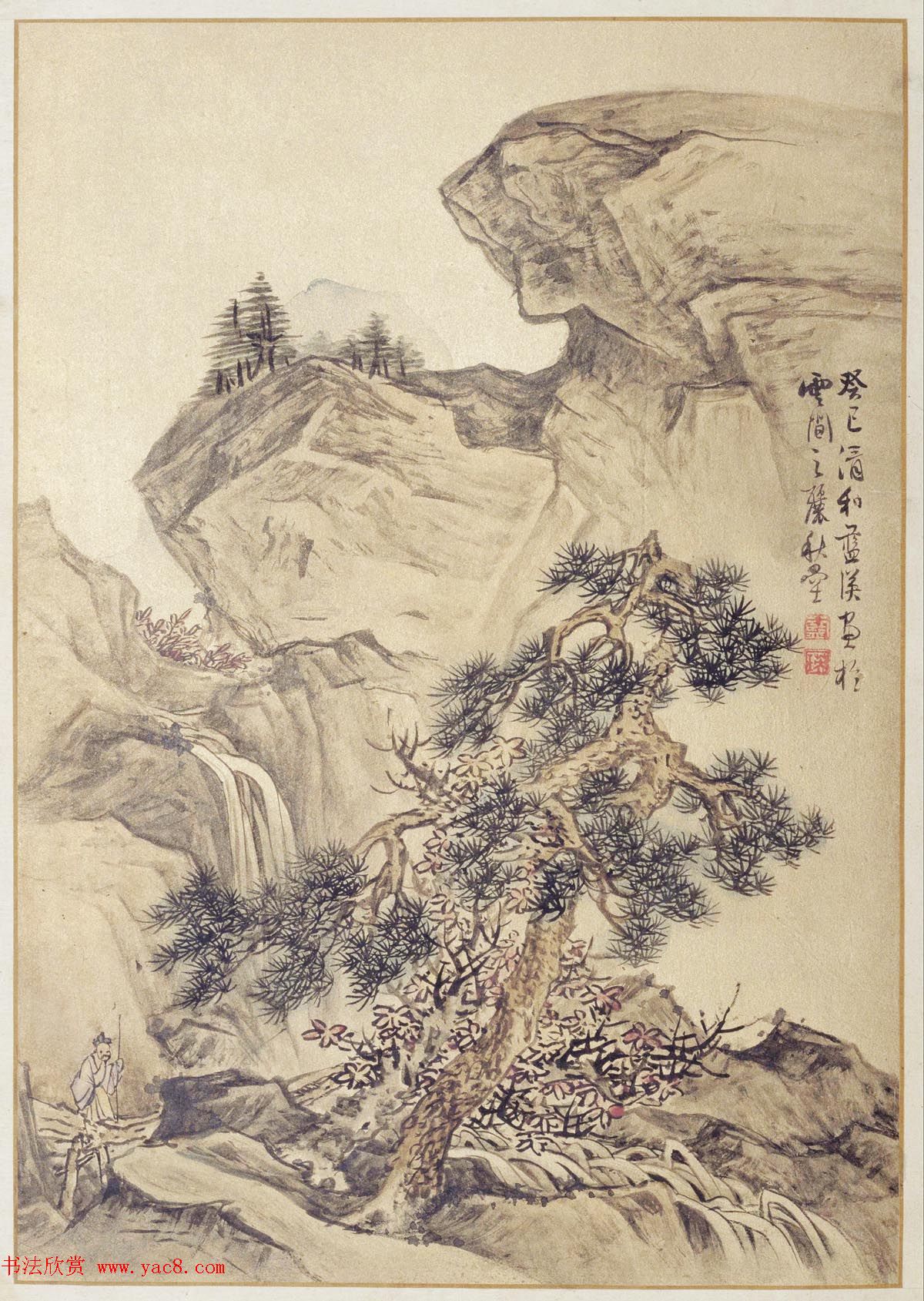 明代蓝瑛绘韩理书跋《澄观图》书画册页欣赏 明代蓝瑛绘韩理书跋《澄观图》书画册页欣赏