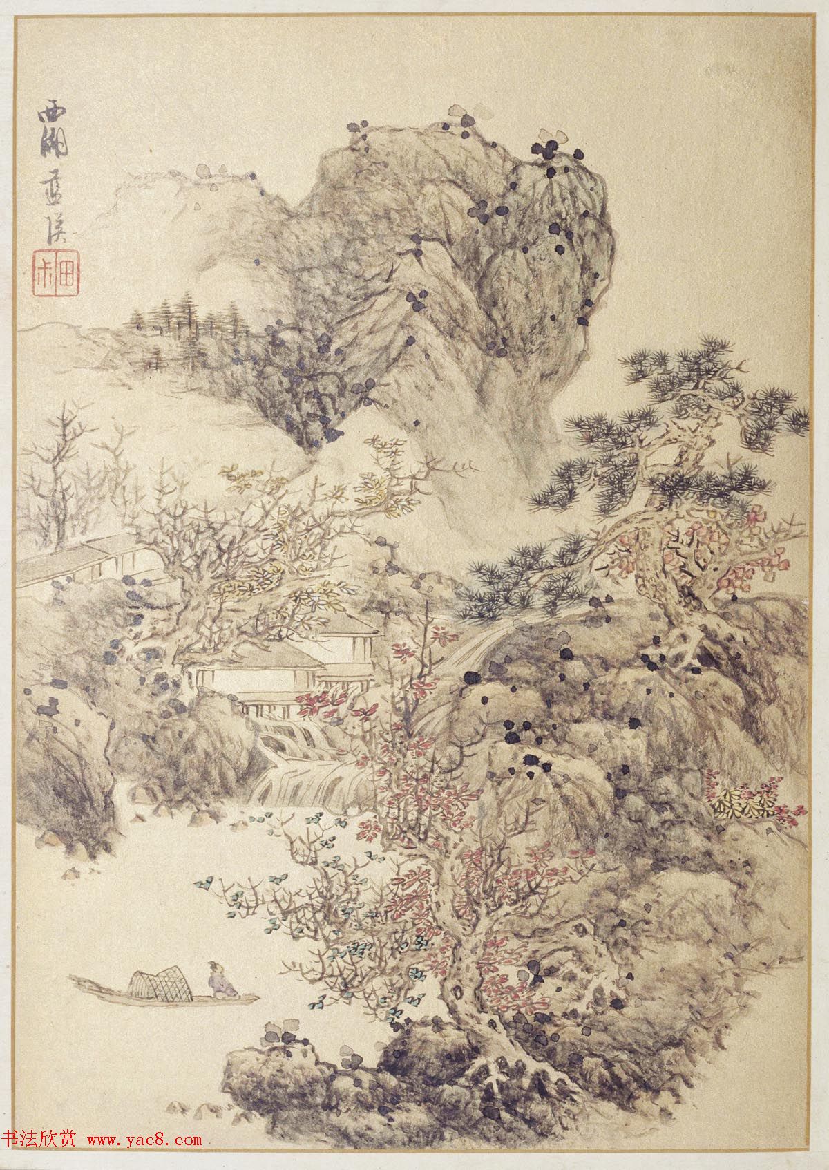 明代蓝瑛绘韩理书跋《澄观图》书画册页欣赏 明代蓝瑛绘韩理书跋《澄观图》书画册页欣赏