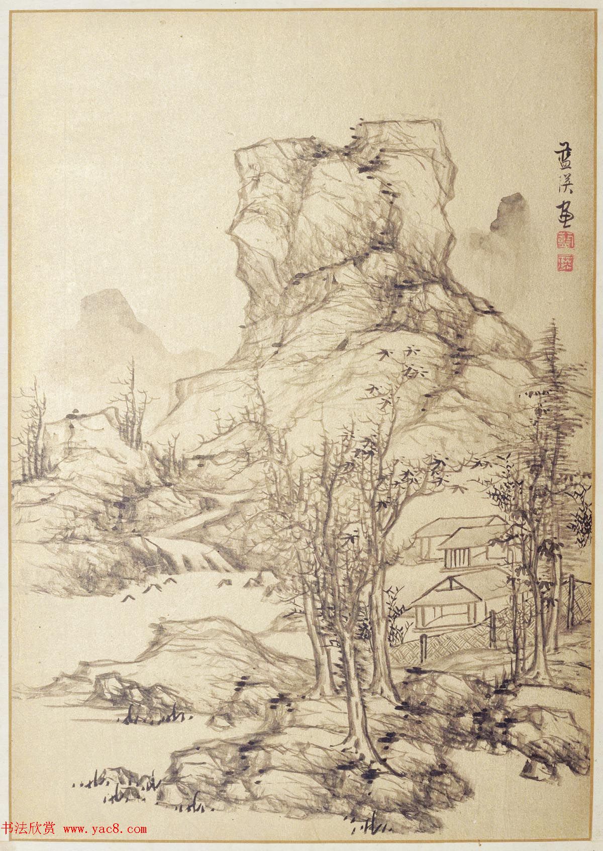 明代蓝瑛绘韩理书跋《澄观图》书画册页欣赏 明代蓝瑛绘韩理书跋《澄观图》书画册页欣赏