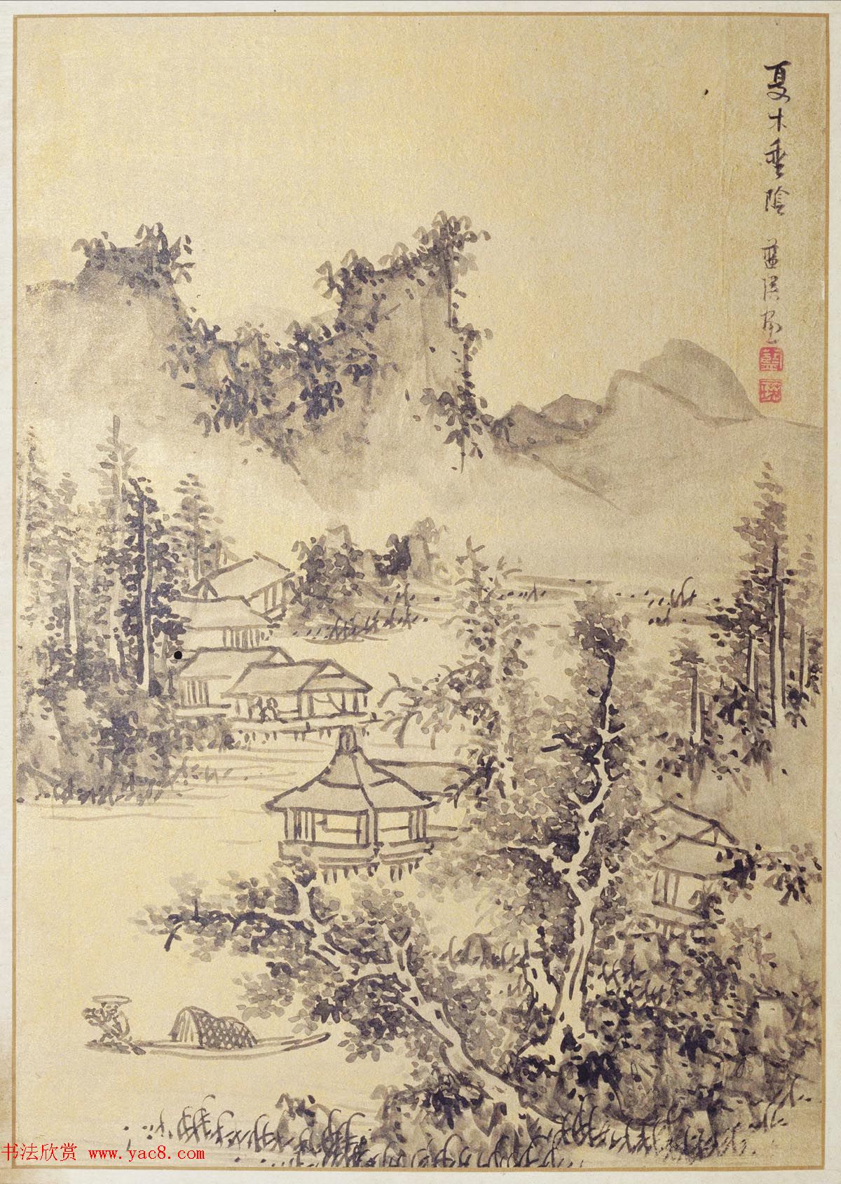 明代蓝瑛绘韩理书跋《澄观图》书画册页欣赏 明代蓝瑛绘韩理书跋《澄观图》书画册页欣赏