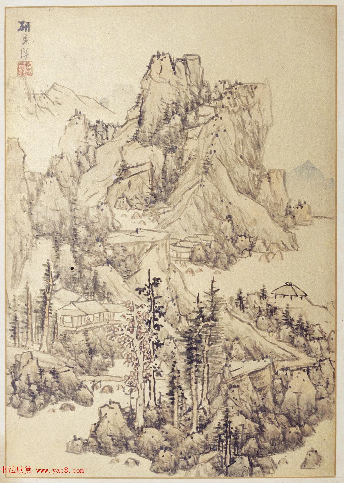 明代蓝瑛绘韩理书跋《澄观图》书画册页欣赏 明代蓝瑛绘韩理书跋《澄观图》书画册页欣赏