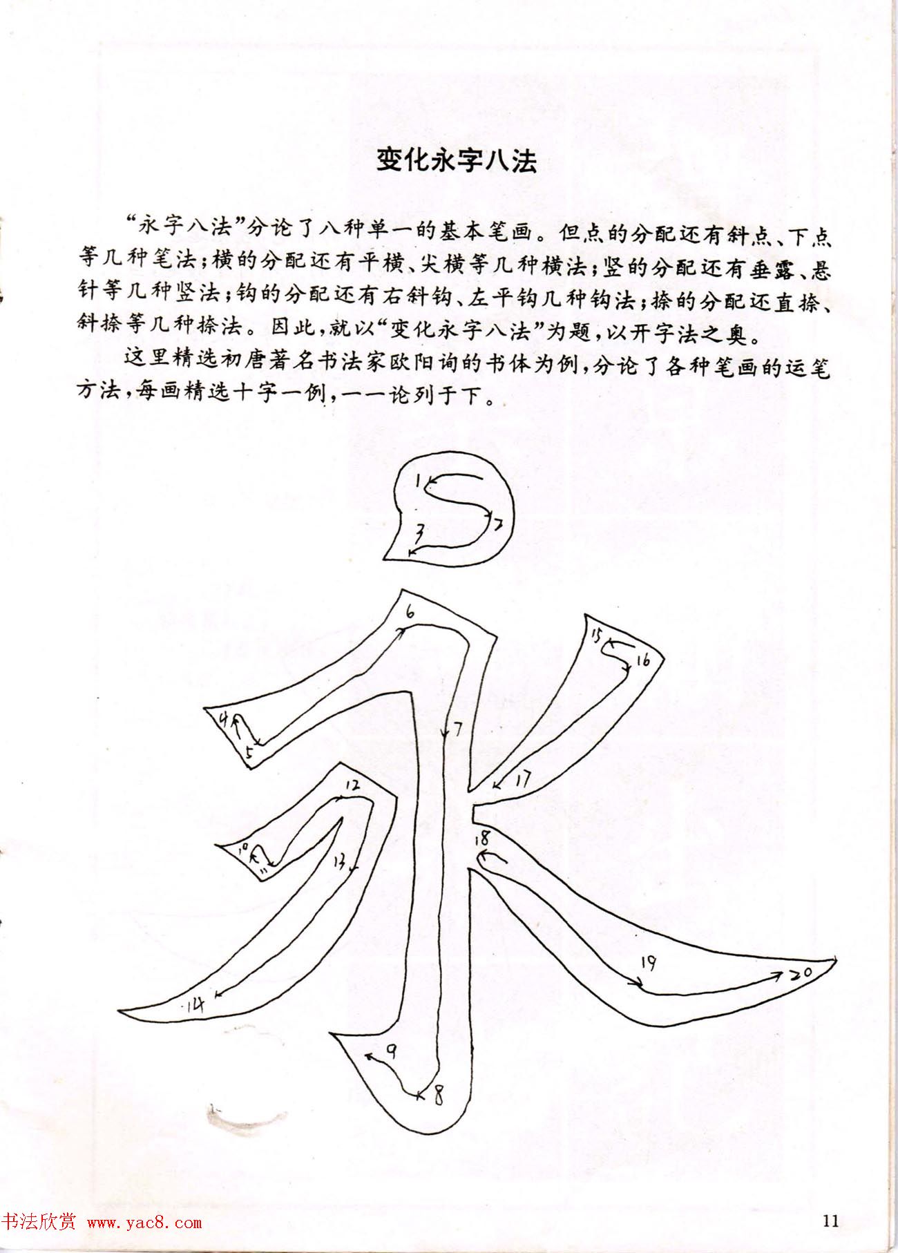 中小学生书法教材：楷书入门永字八法习字帖