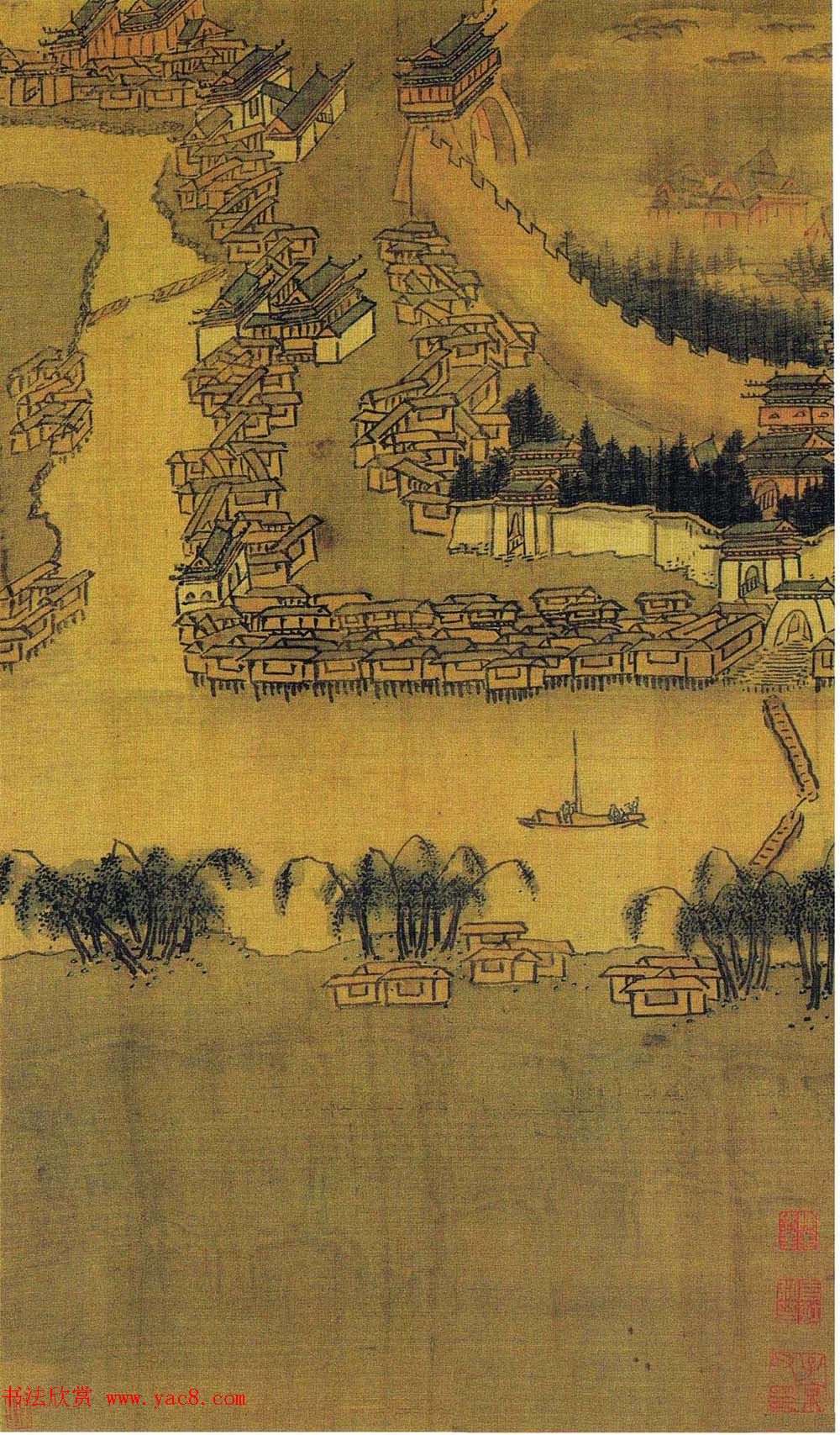 吴门画派班首沈周书法字画欣赏《雨江名胜图册》