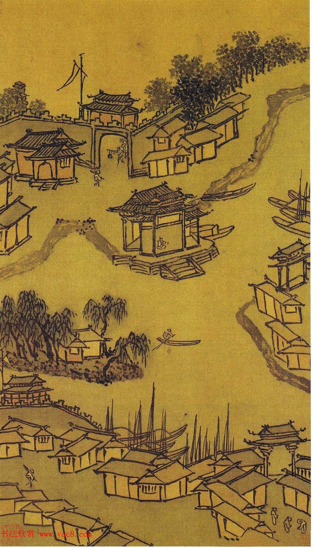 吴门画派班首沈周书法字画欣赏《雨江名胜图册》