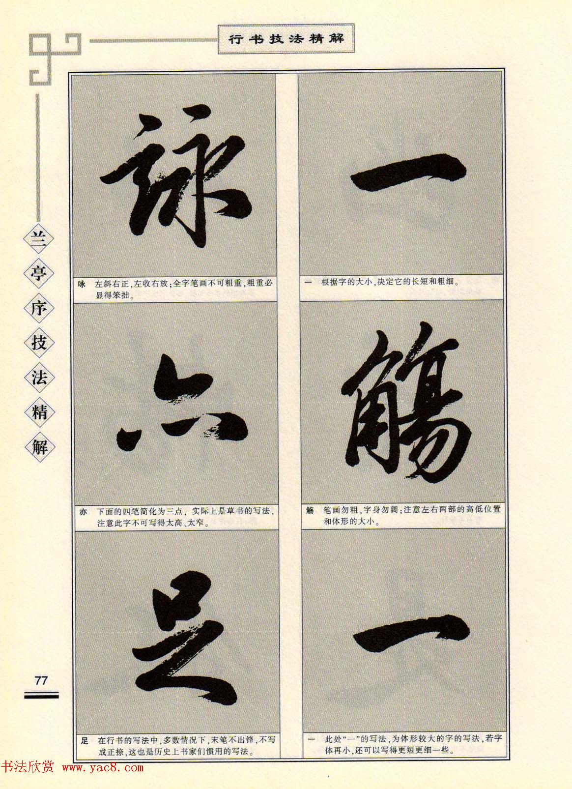 田英章行书字帖《兰亭序技法精解》