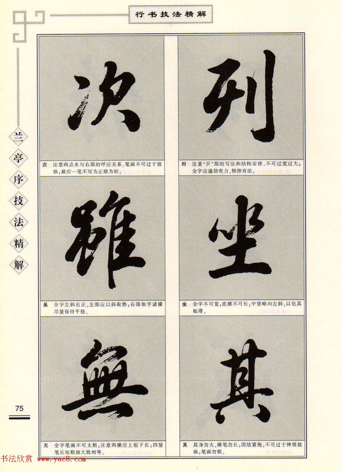 田英章行书字帖《兰亭序技法精解》