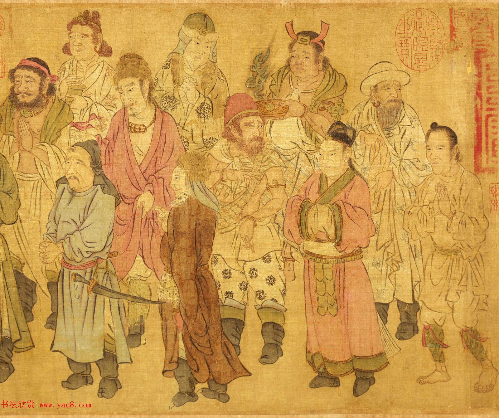 宋代赵光辅人物画欣赏《番王礼佛图》