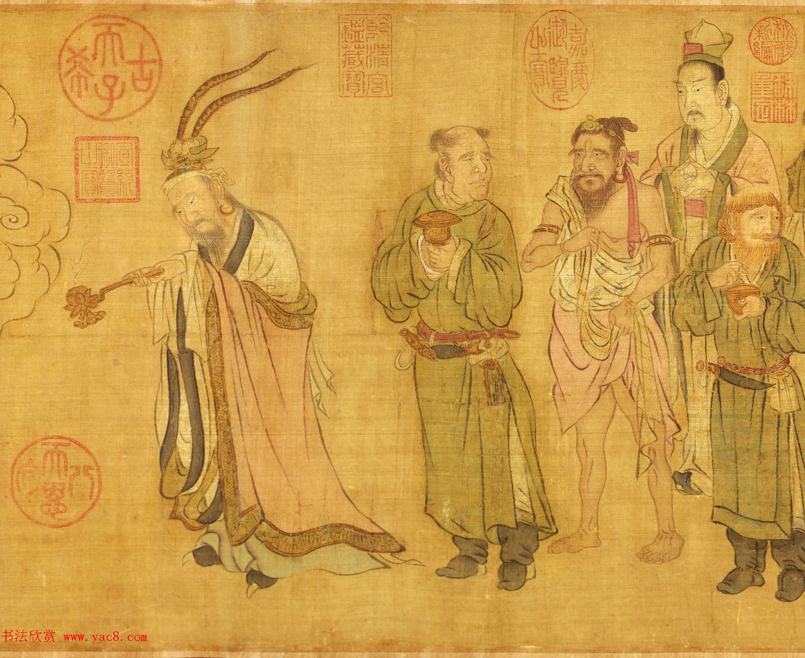 宋代赵光辅人物画欣赏《番王礼佛图》