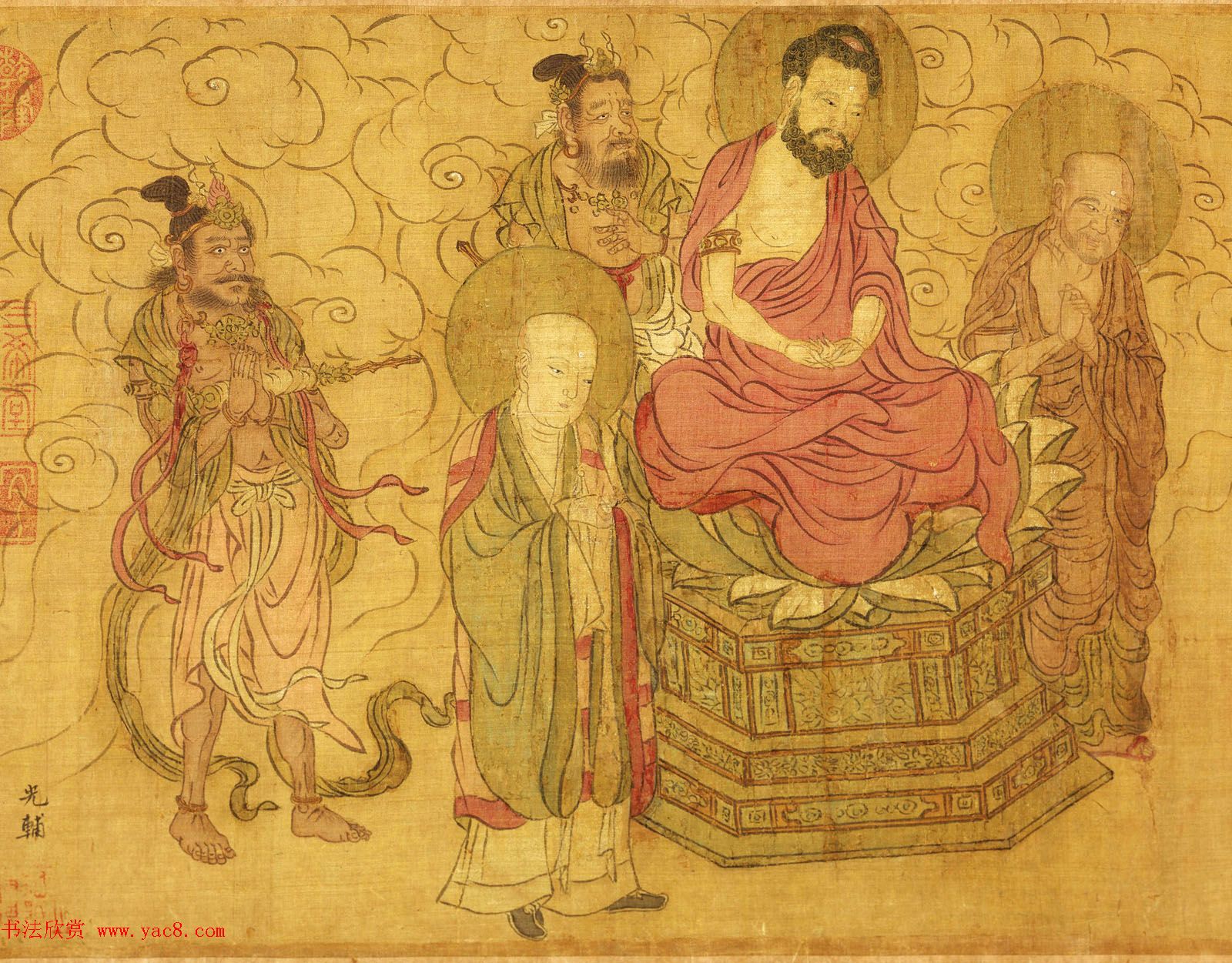 宋代赵光辅人物画欣赏《番王礼佛图》