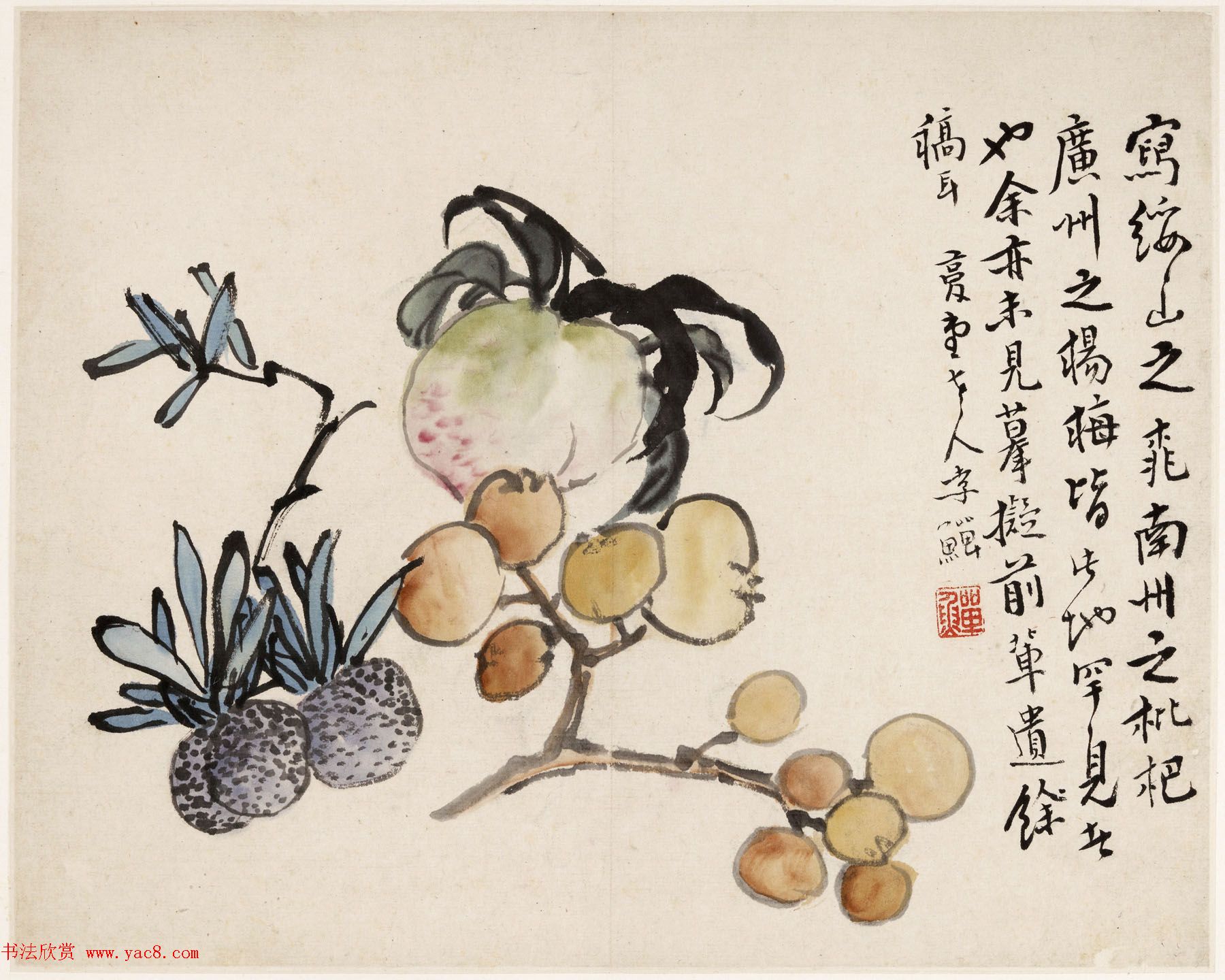 清代李鱓字画花果册页欣赏《复堂墨妙》 清代李鱓字画花果册页欣赏《复堂墨妙》