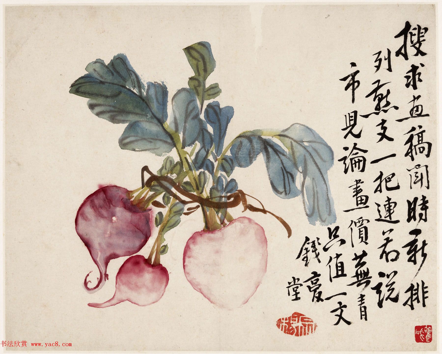 清代李鱓字画花果册页欣赏《复堂墨妙》 清代李鱓字画花果册页欣赏《复堂墨妙》