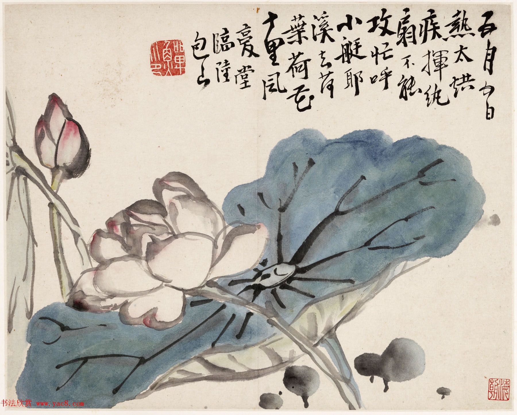 清代李鱓字画花果册页欣赏《复堂墨妙》 清代李鱓字画花果册页欣赏《复堂墨妙》