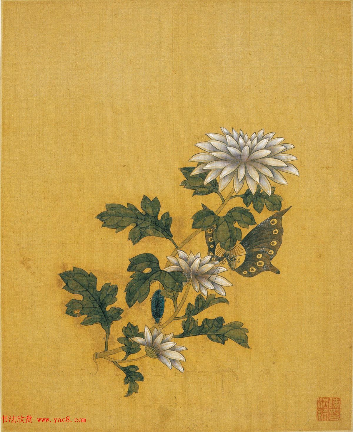 陈洪绶花鸟精品册附谢稚柳唐云书法题跋