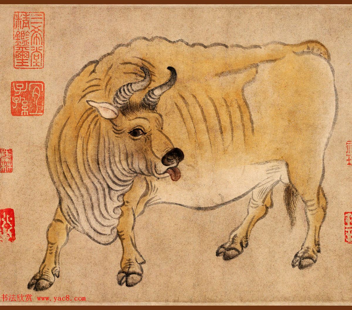 十大传世名画之唐代韩滉五牛图全卷 十大传世名画之唐代韩滉五牛图全卷