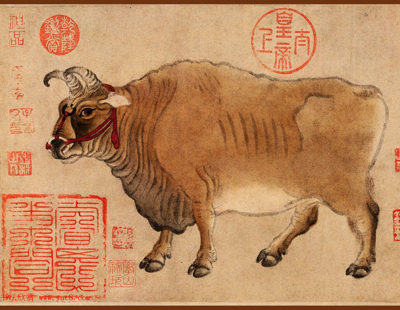 十大传世名画之唐代韩滉五牛图全卷 十大传世名画之唐代韩滉五牛图全卷