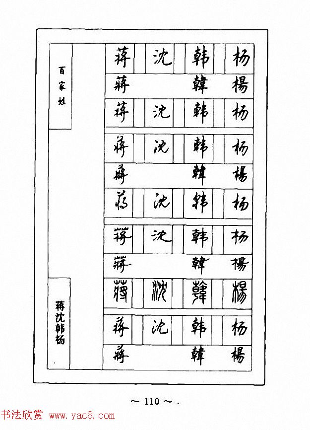 钢笔七体字帖《顾仲安书百家姓》