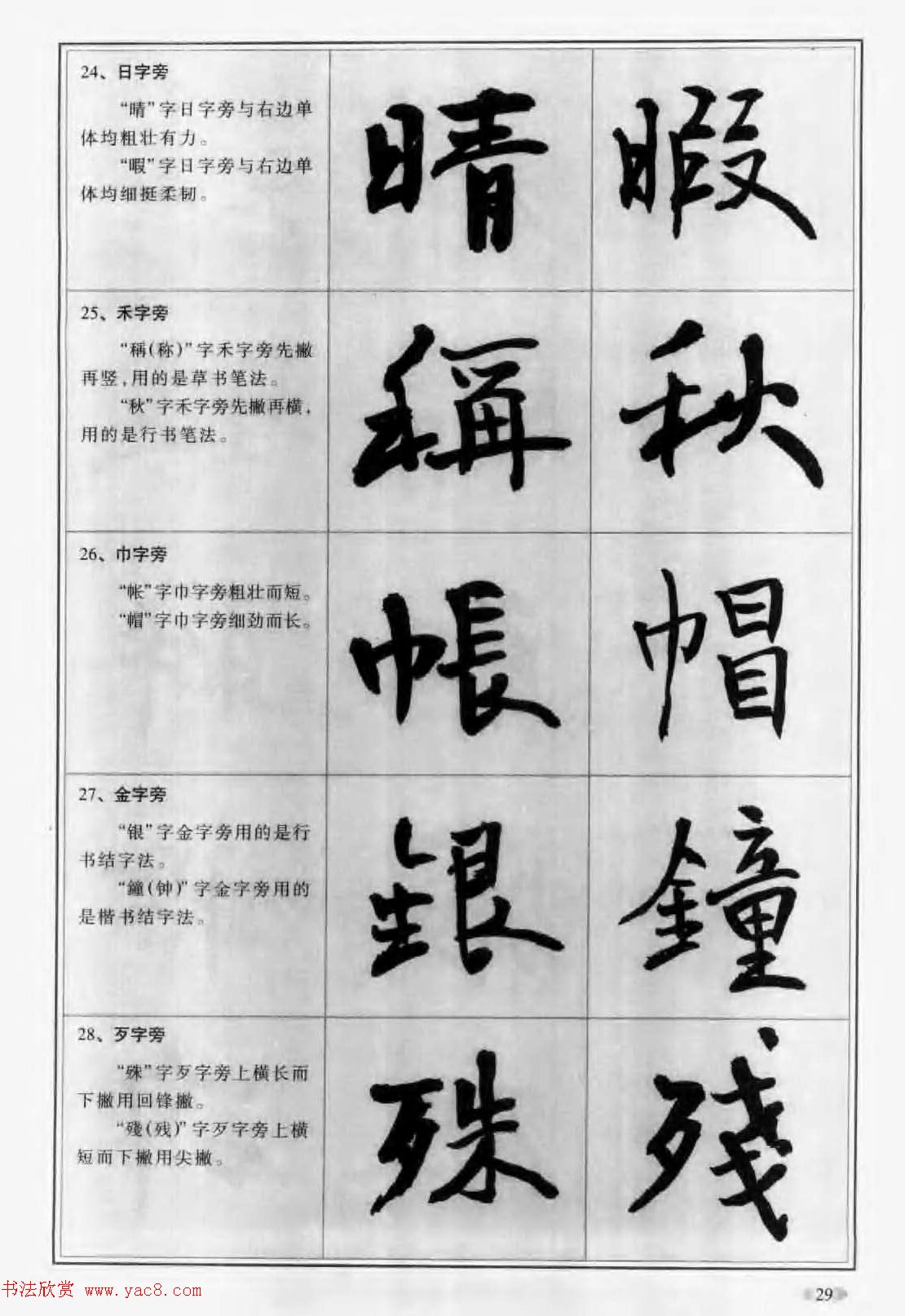 毛笔字帖教程《行书入门大字谱》