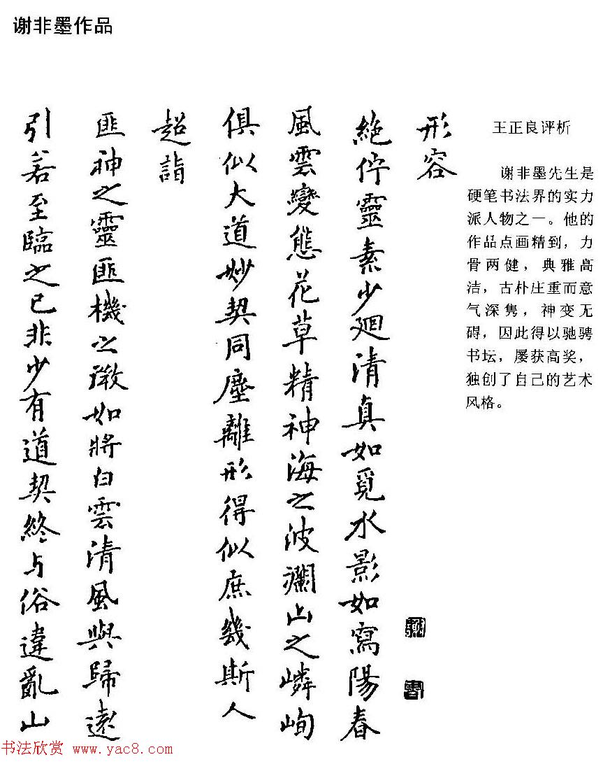 王正良评析优秀钢笔书法作品