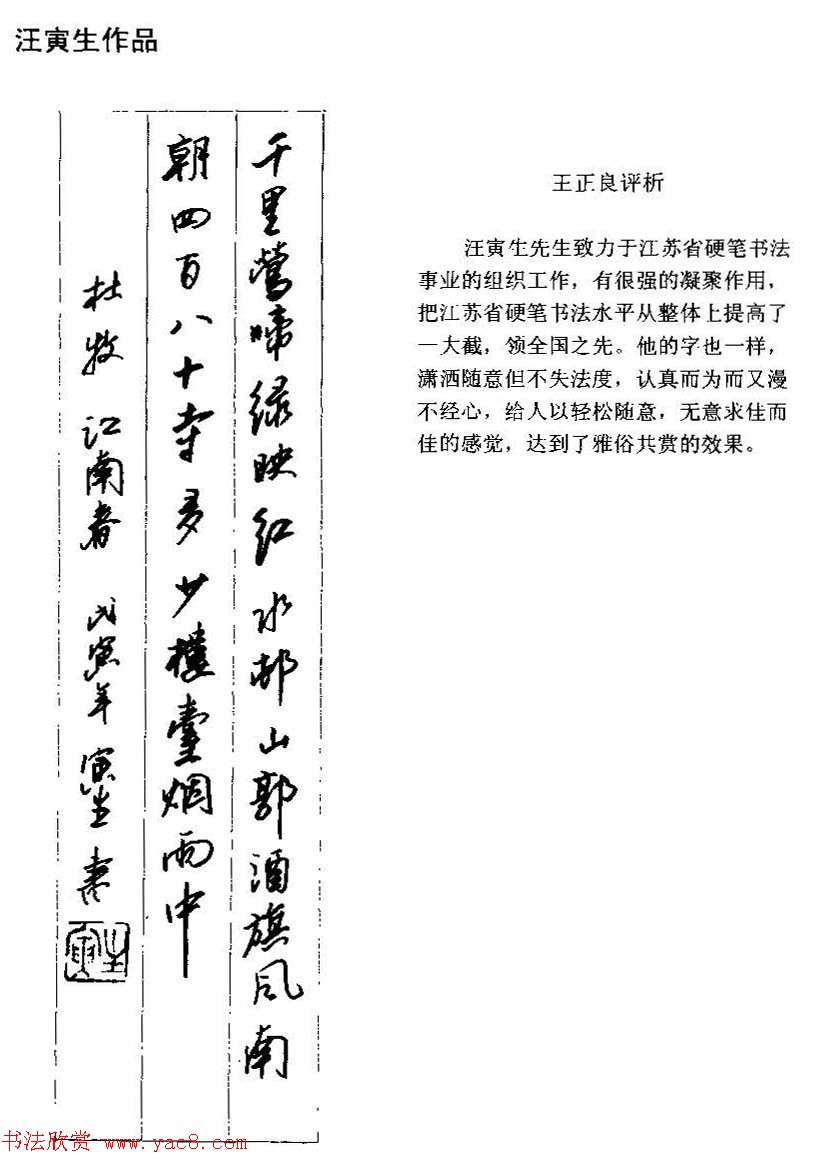 王正良评析优秀钢笔书法作品