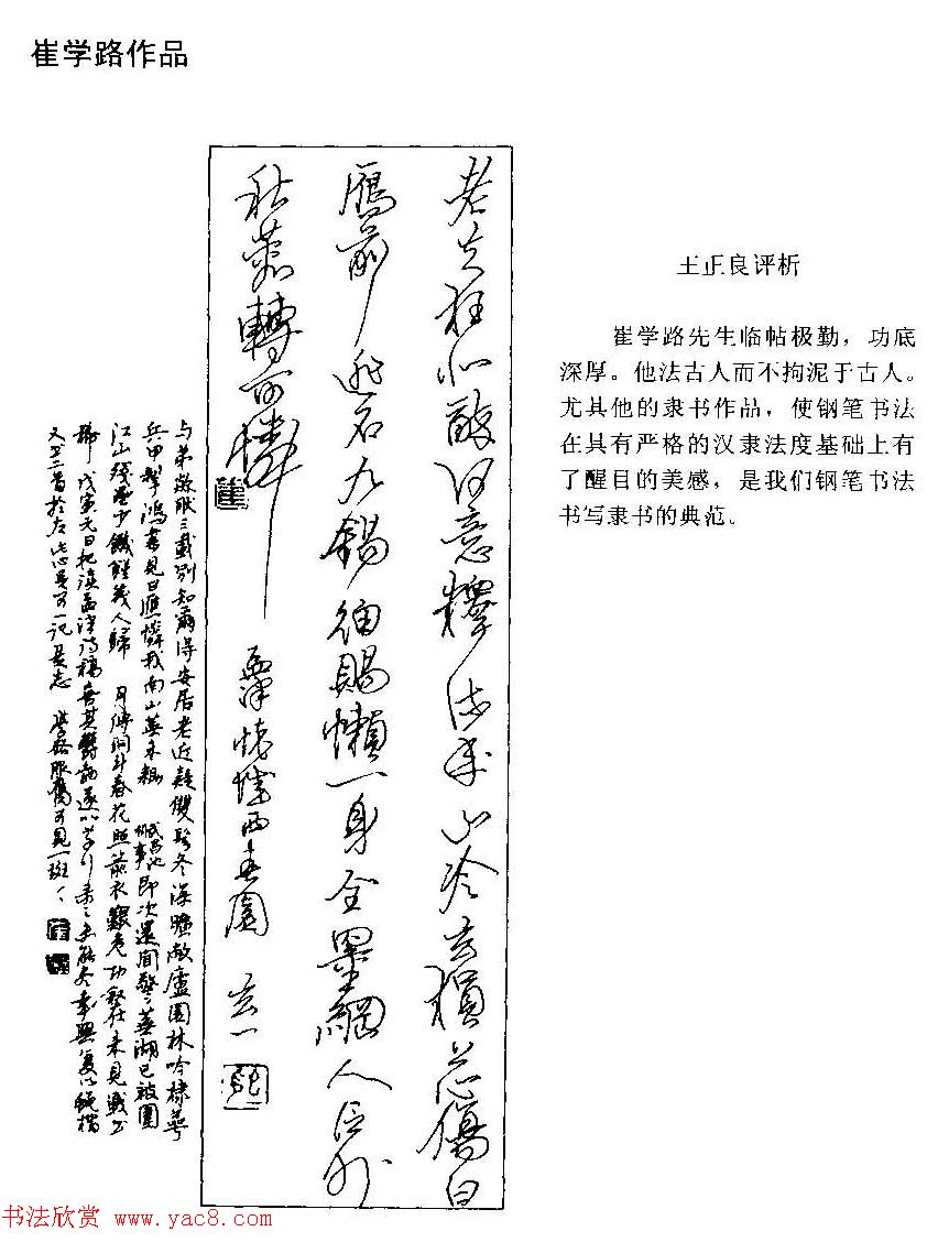 王正良评析优秀钢笔书法作品