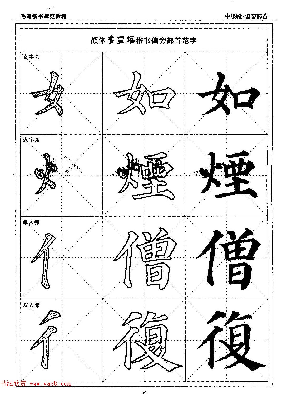 书法段位评比指导教材《毛笔楷书实用教程-偏旁部首》