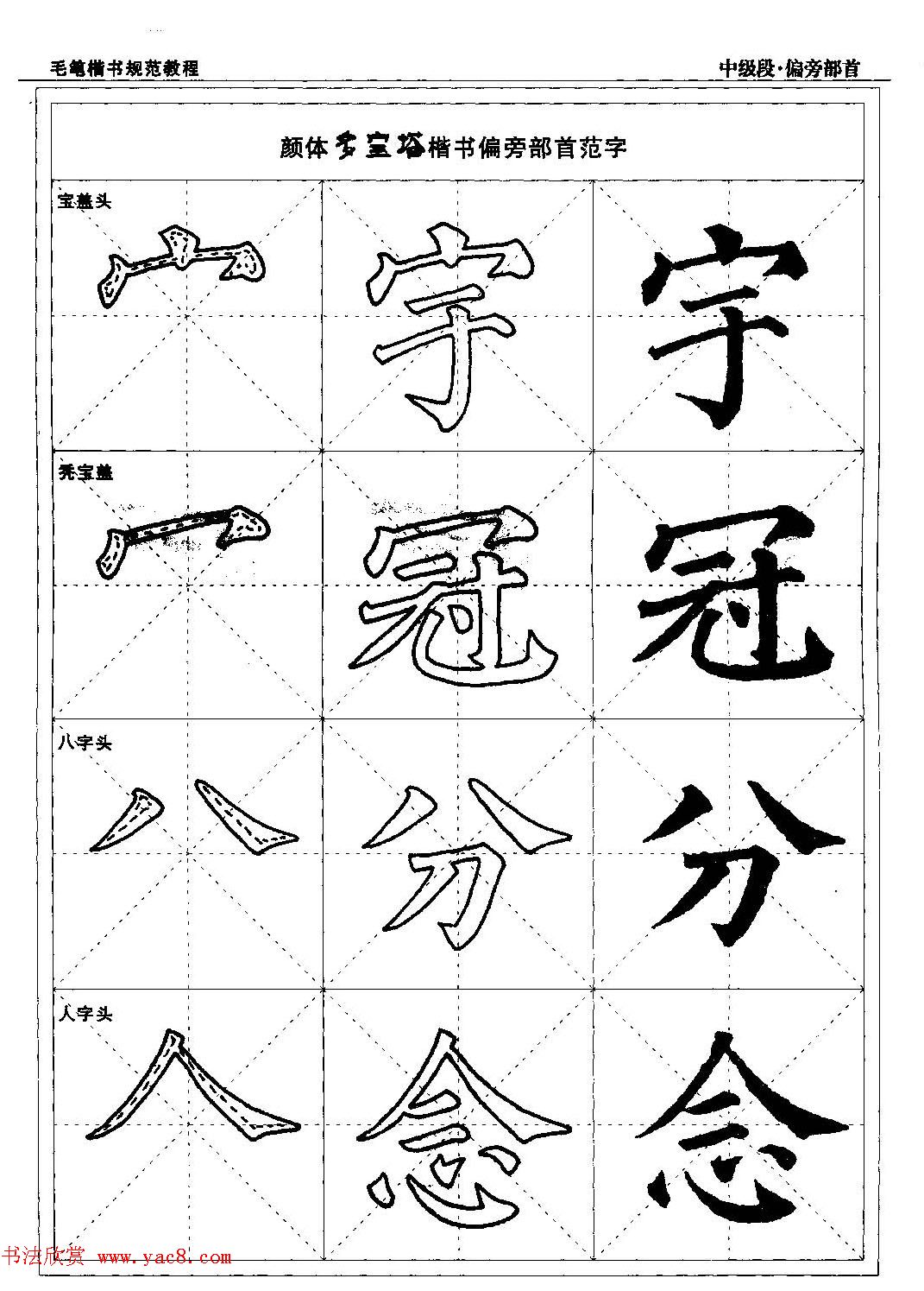 书法段位评比指导教材《毛笔楷书实用教程-偏旁部首》