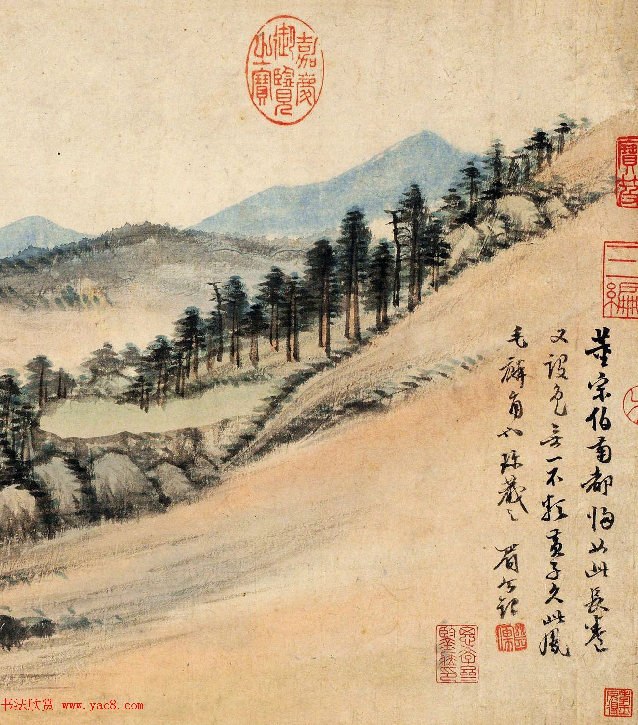 董其昌晚年书画精品《仿黄公望富春大岭图》 董其昌晚年书画精品《仿黄公望富春大岭图》