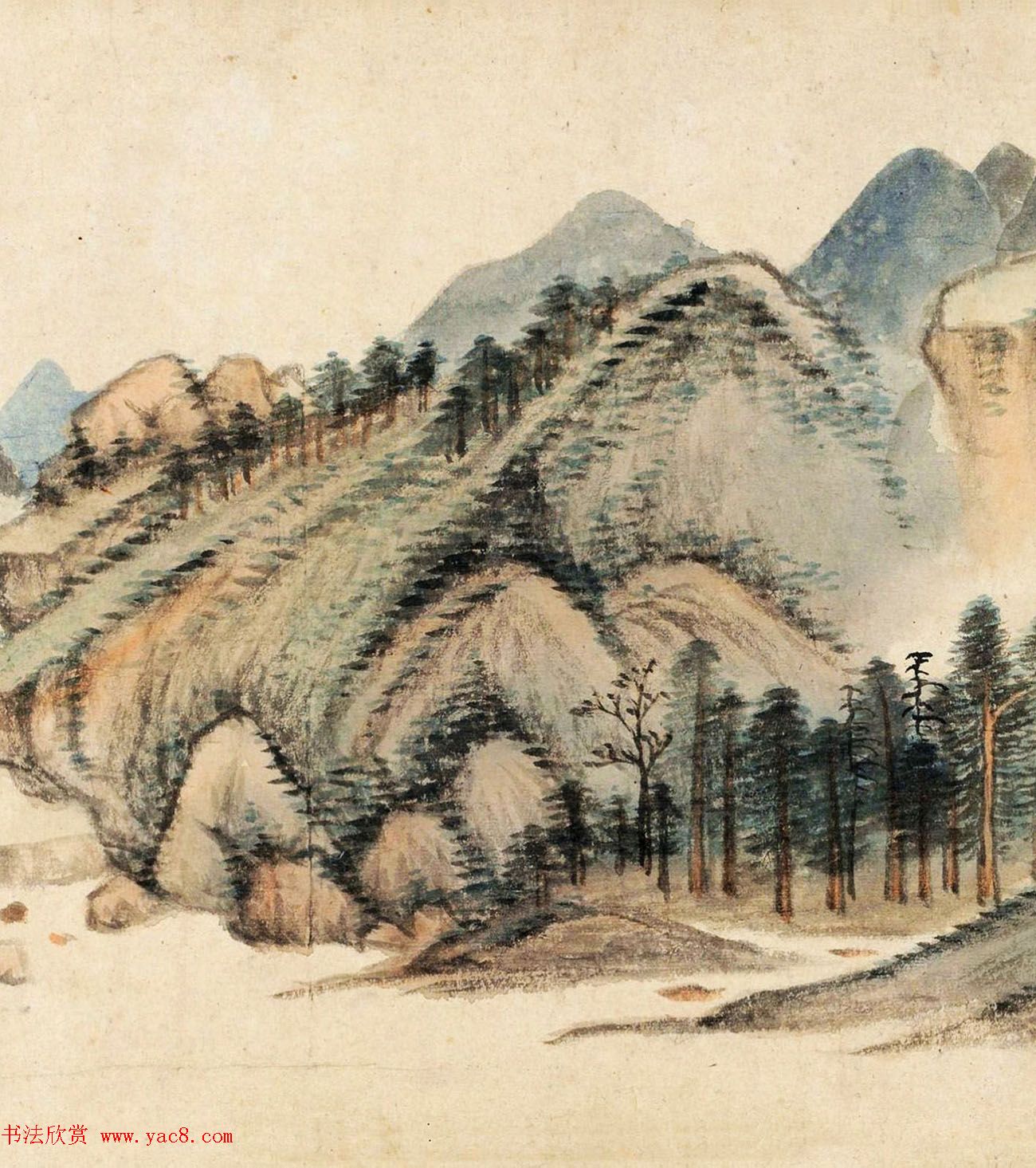 董其昌晚年书画精品《仿黄公望富春大岭图》 董其昌晚年书画精品《仿黄公望富春大岭图》