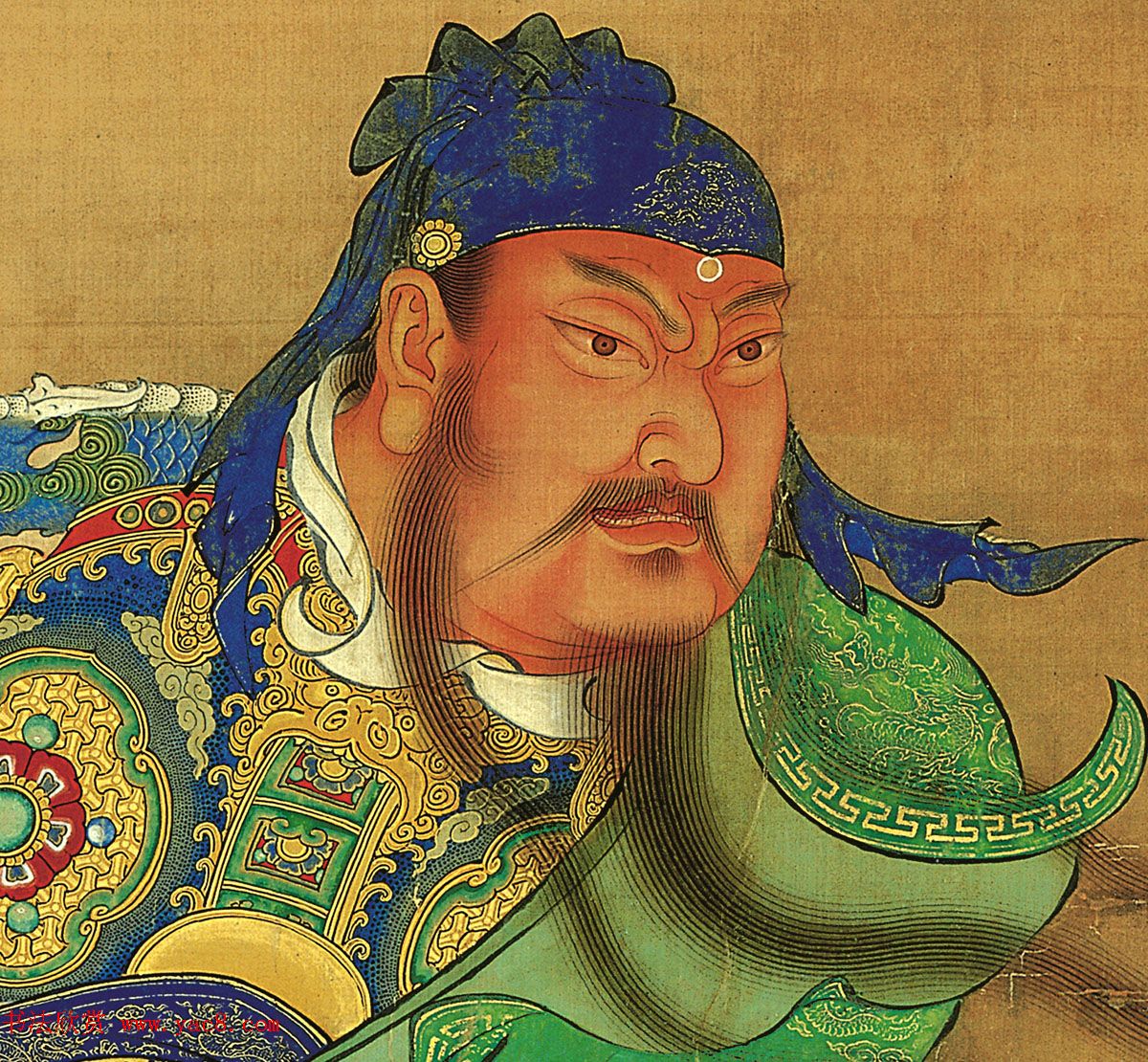 明代宫廷画家商喜工笔画《关羽擒将图》