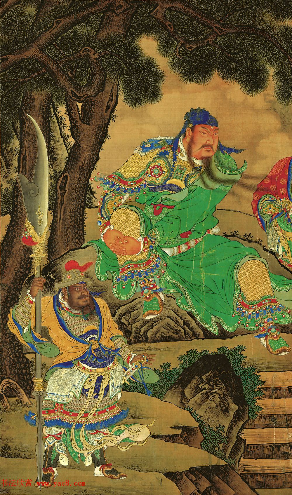 明代宫廷画家商喜工笔画《关羽擒将图》