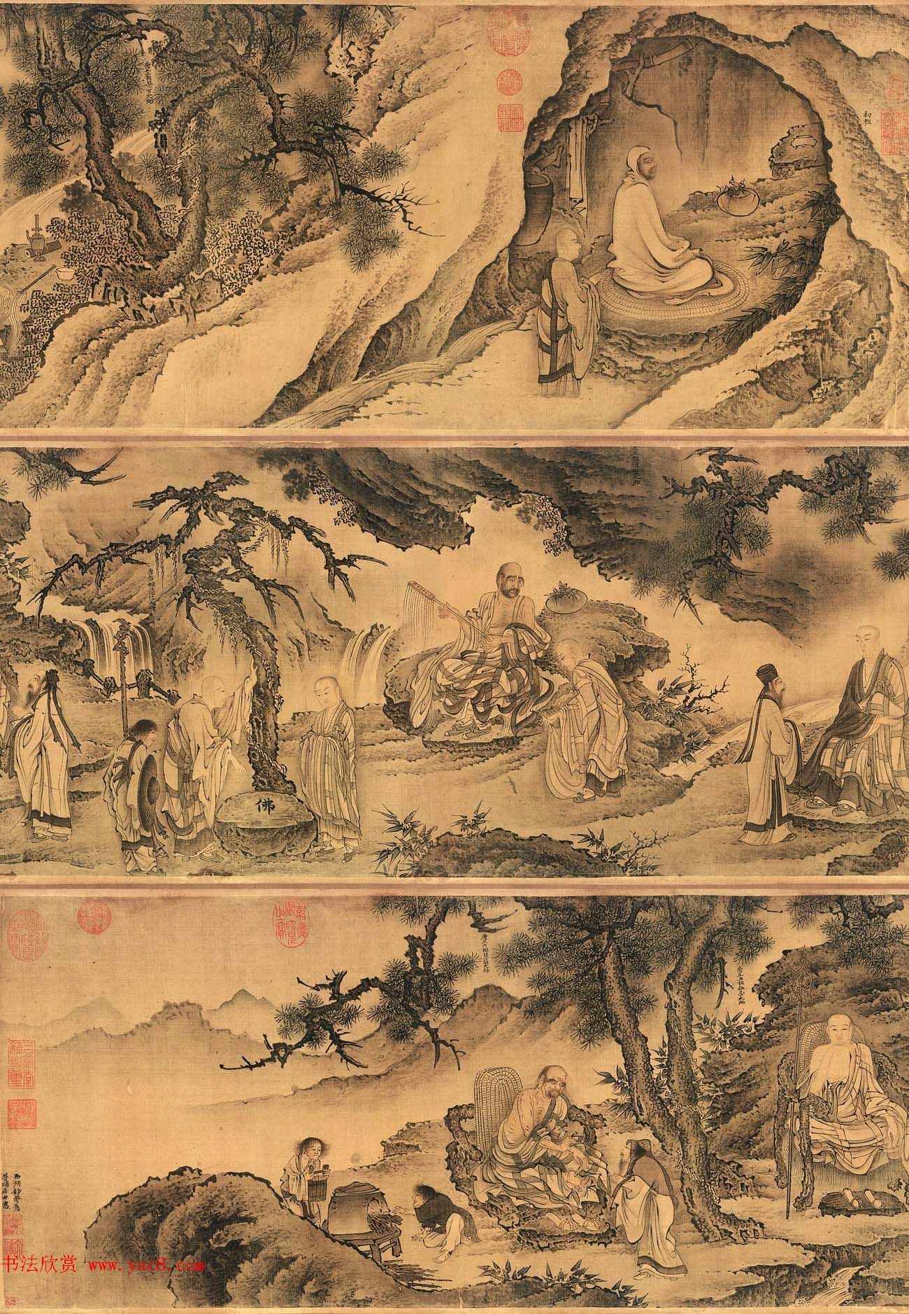 戴进工笔人物画赏析《达摩六代祖师图》 戴进工笔人物画赏析《达摩六代祖师图》