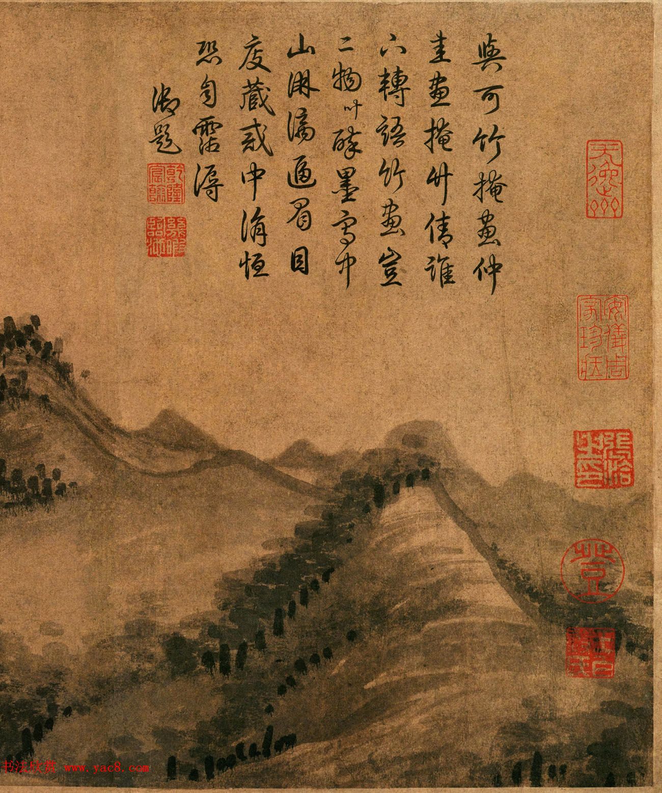 元代书画家吴镇57岁绘中山图卷