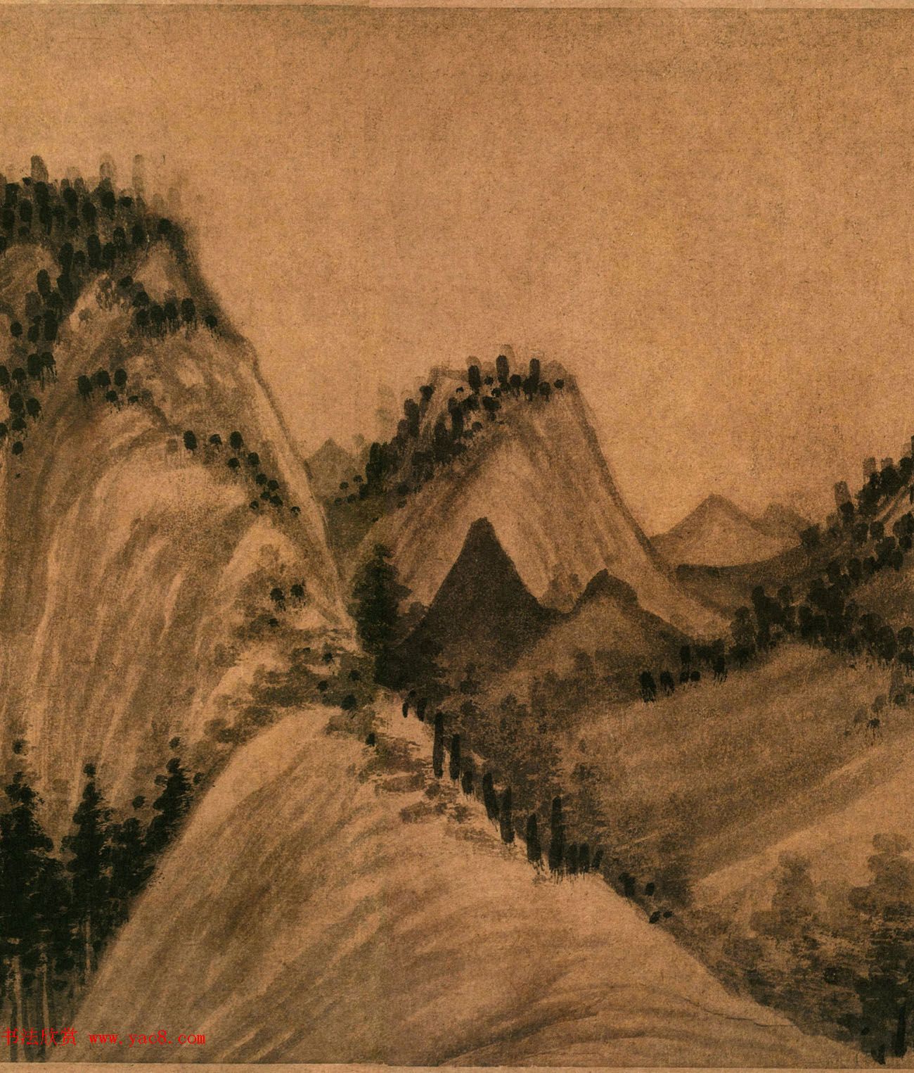 元代书画家吴镇57岁绘中山图卷