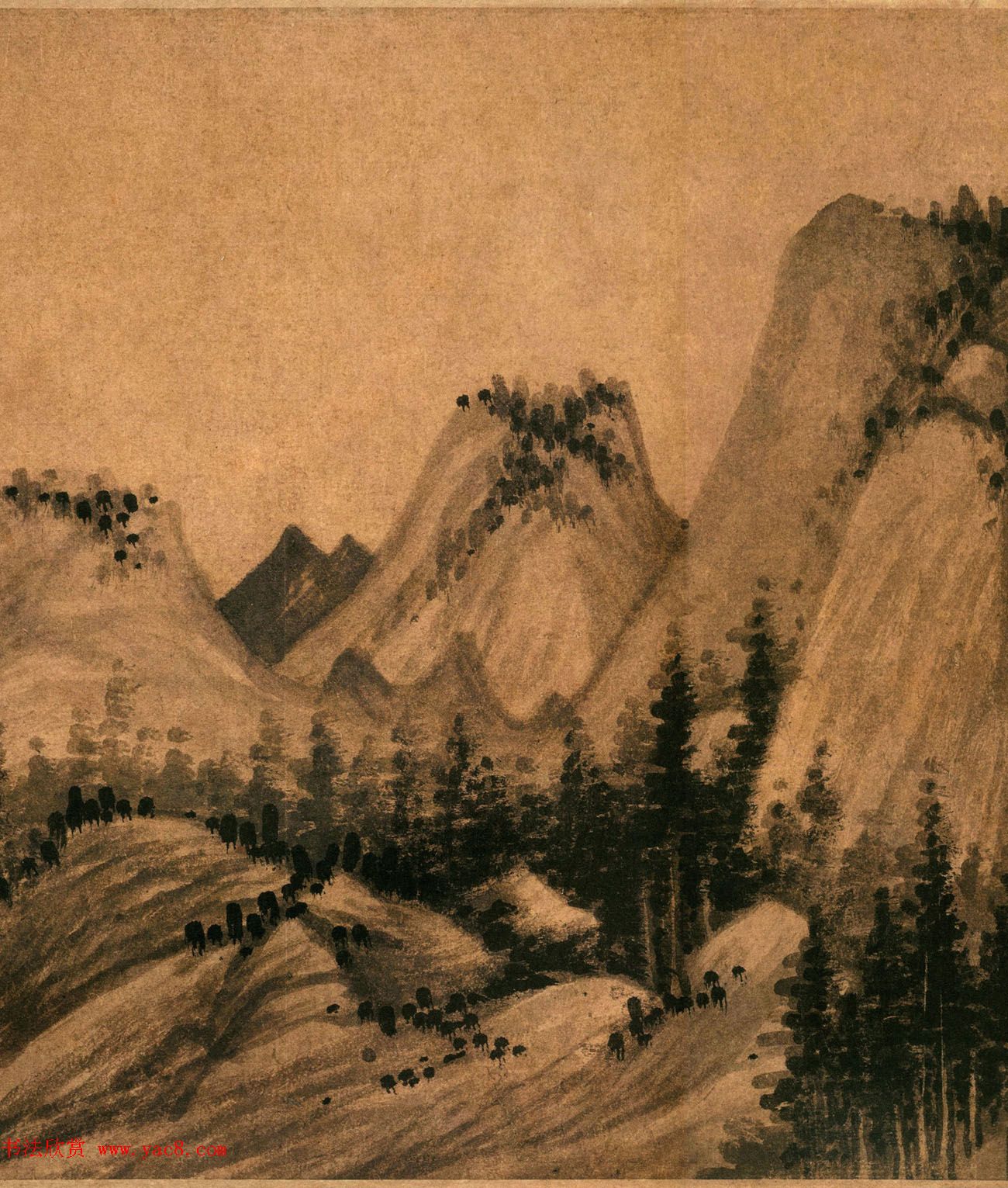 元代书画家吴镇57岁绘中山图卷