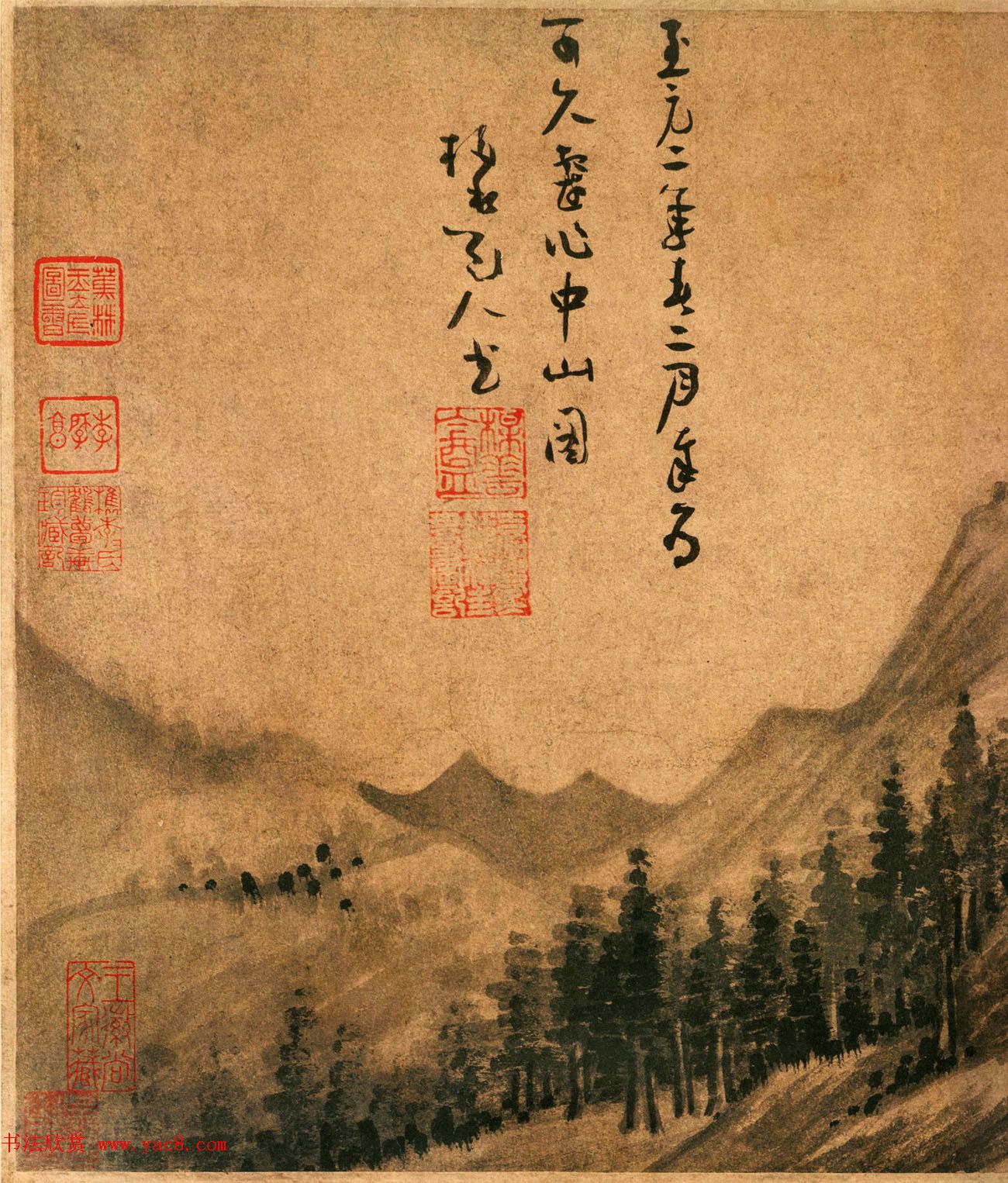 元代书画家吴镇57岁绘中山图卷