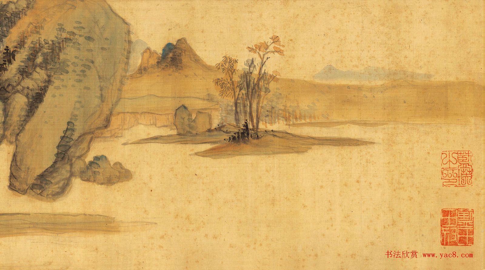 明代蓝瑛字画《溪山秋色图》卷