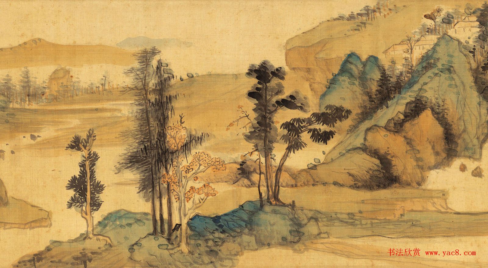 明代蓝瑛字画《溪山秋色图》卷