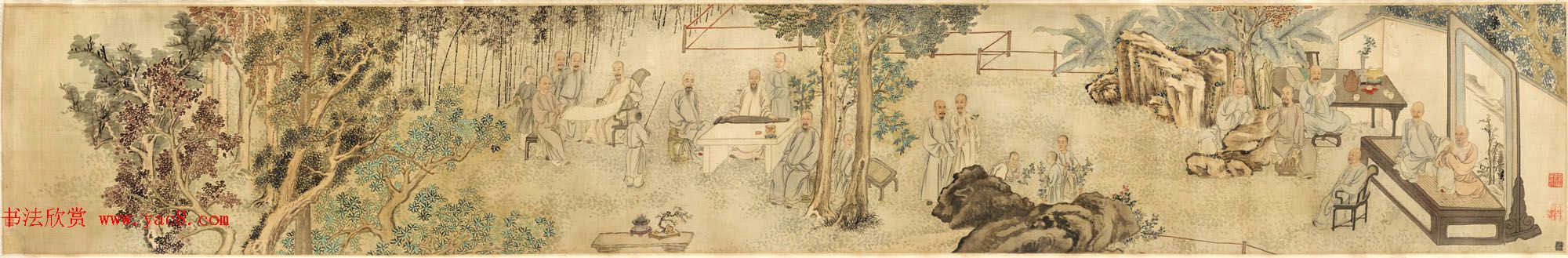 清代叶芳绘画《九日行庵文宴图》