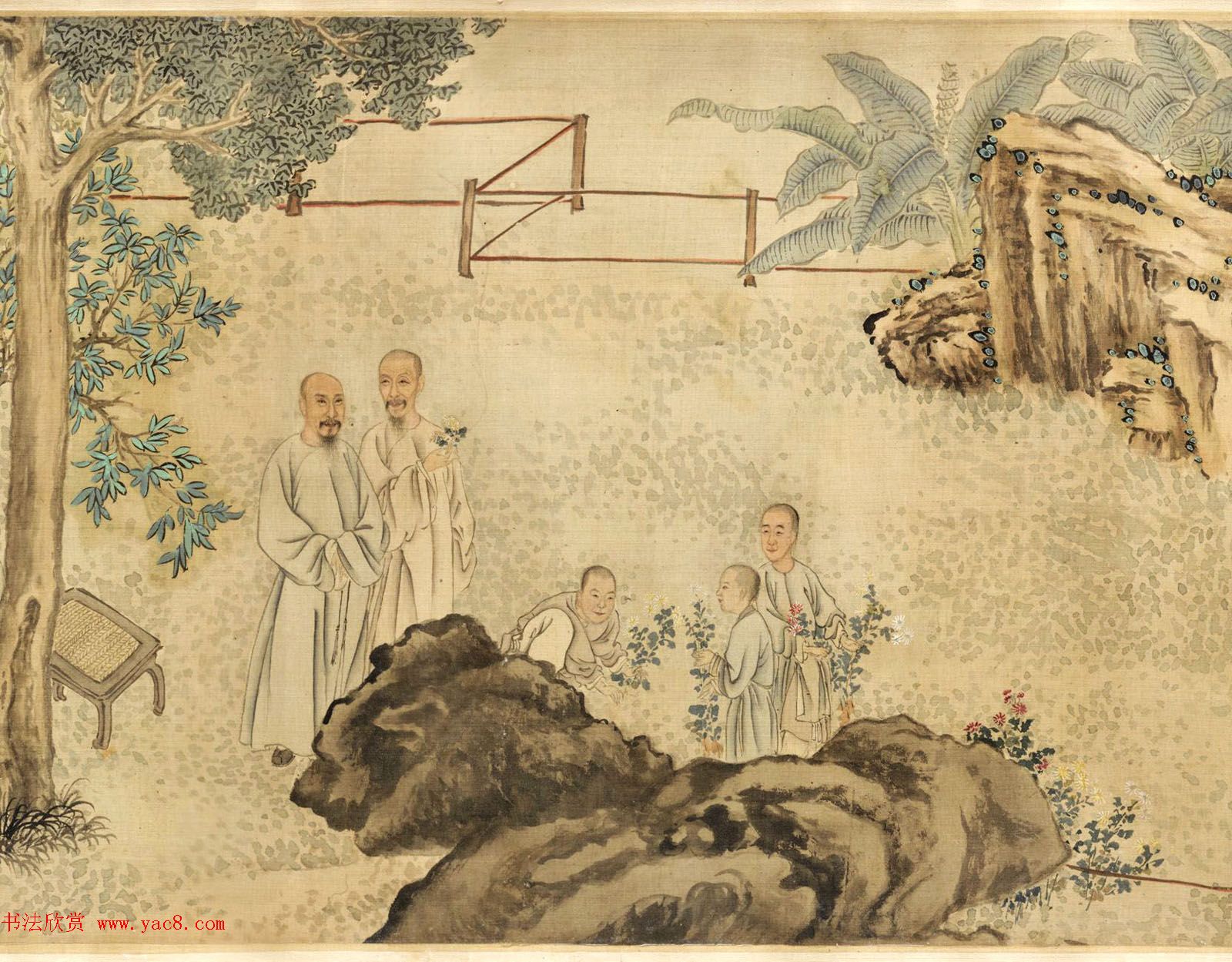 清代叶芳绘画《九日行庵文宴图》