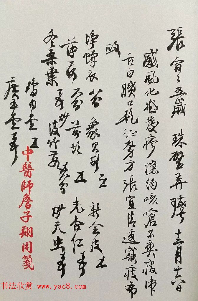 书法家亲手开方子附名医药方手迹