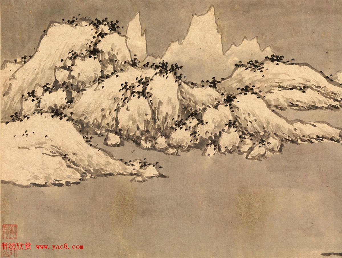 白石翁沈周书画手卷《钓雪图》附书法题跋