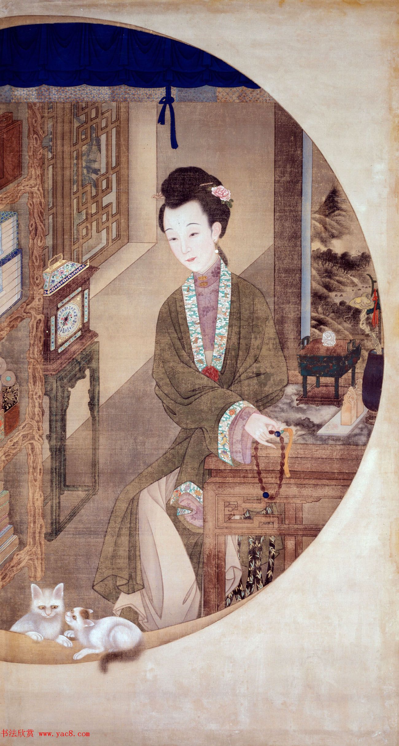 清初宫廷工笔重彩人物画《十二美人图》