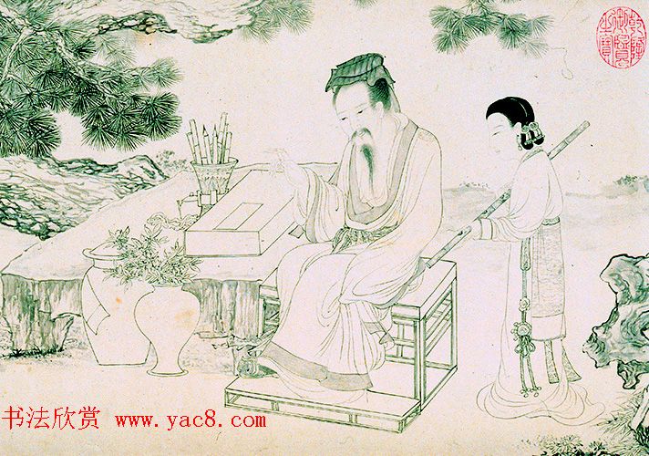 明代吴伟26岁画《铁笛图卷》吴湖帆题跋