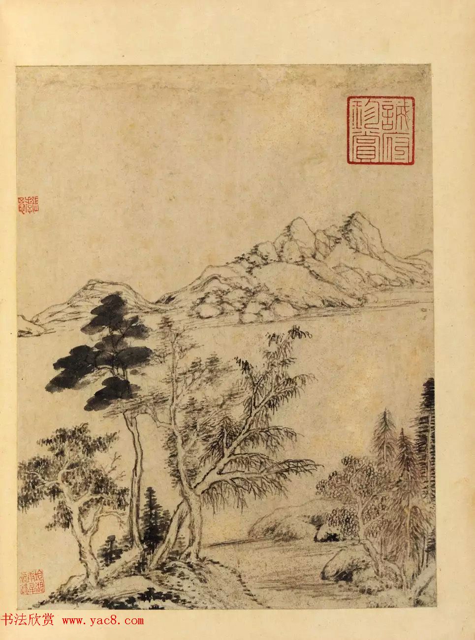 董其昌59岁书画合璧山水小景册页