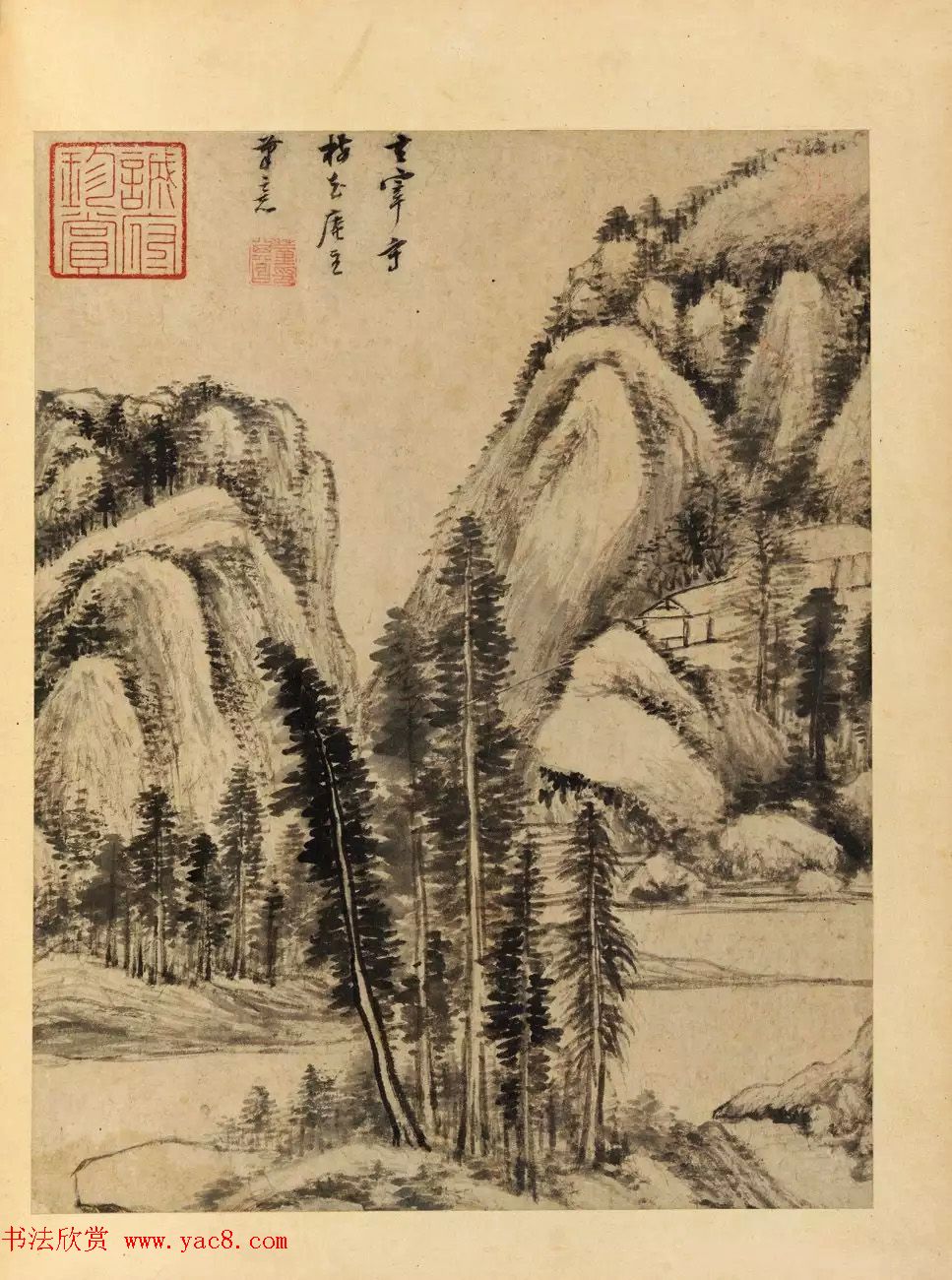 董其昌59岁书画合璧山水小景册页