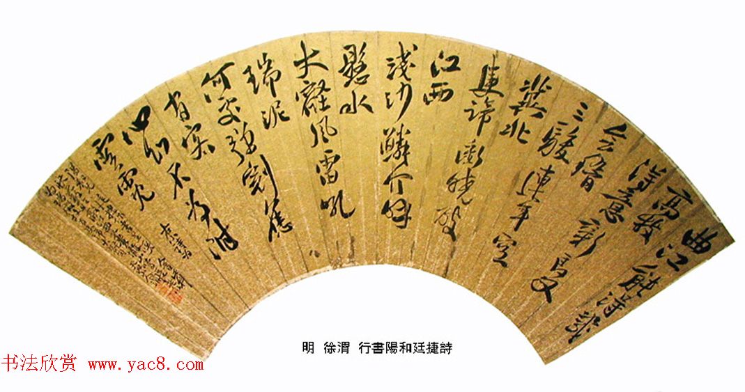 明代徐渭书法扇面对联作品欣赏