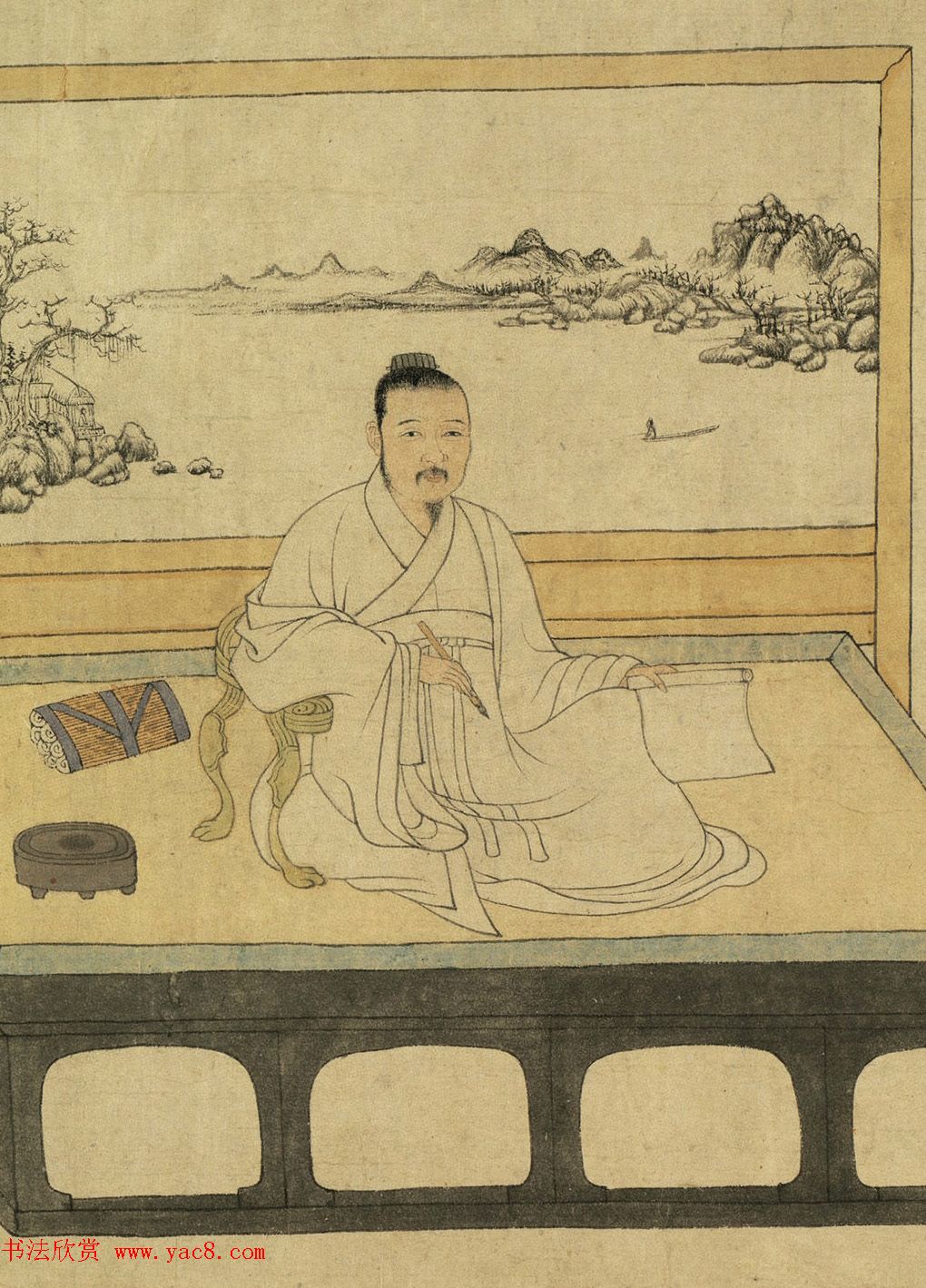 书画国宝:元代张雨题倪瓒像 书画国宝:元代张雨题倪瓒像