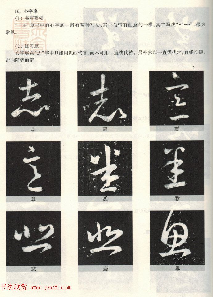 书法教程《王羲之十七帖--偏旁部首》