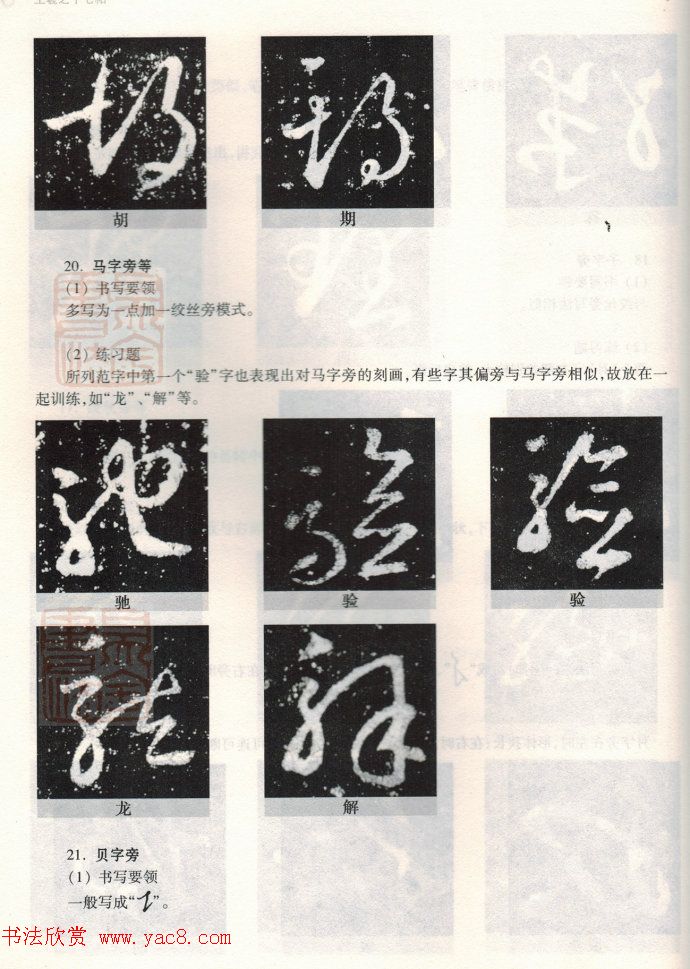 书法教程《王羲之十七帖--偏旁部首》