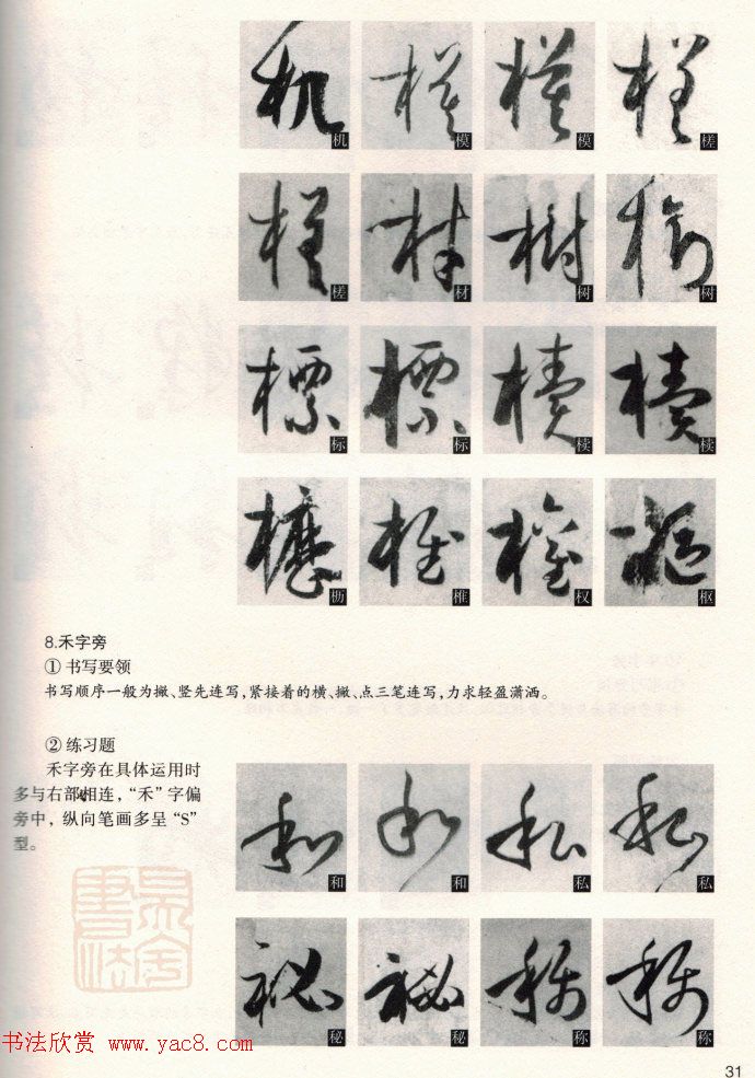 草书教程《孙过庭书谱--偏旁部首》